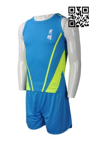 WTV140 訂購田徑隊運動裝  設計吸濕排汗運動套裝  來樣訂造田徑服  田徑服供應商   天空藍
